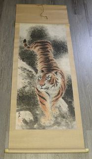 Signed Asian Scroll of a Tiger.