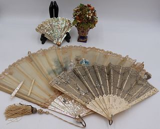 Assorted Decorative Grouping Inc. Inlaid Fans.
