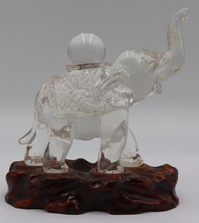 Carved Rock Crystal Elephant with Globe.