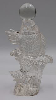 Rock Crystal Carving of a Carp Leaping in Waves.