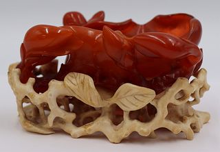 Large Carved Amber Water Coupe.