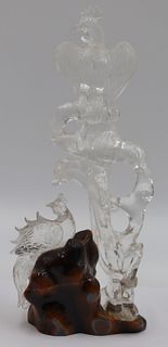 Rock Crystal Figural Grouping of Birds.