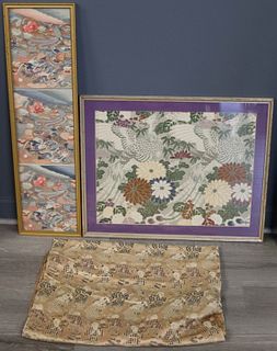 Grouping of Embroidered Asian Textiles.