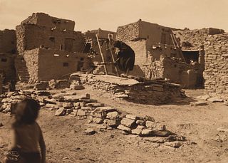 Edward Curtis, Untitled (Standing Atop a Kiva), ca. 1900