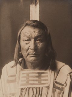 Edward Curtis, Untitled (Male Portrait with Feather), 1908