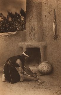 Edward Curtis, Yahn at the Grinding Stone, ca. 1900