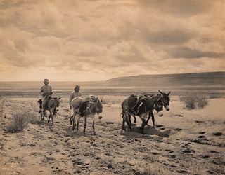 Edward Curtis, Untitled (Hopi Men with Donkeys and Packs), 1900