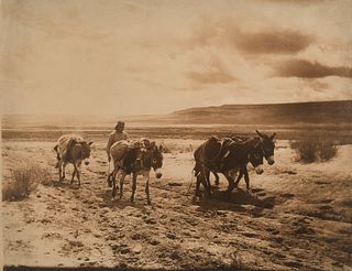 Edward Curtis, Untitled (Hopi Man and Donkeys), ca. 1900