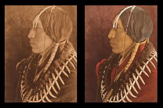 Edward Curtis, Group of Two Photogravures - Seeing High - Oto, 1927
