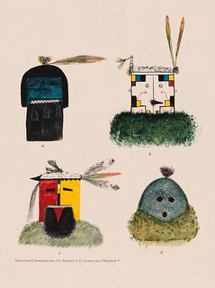 Edward Curtis, Native Drawings of Santo Domingo Masks, 1925