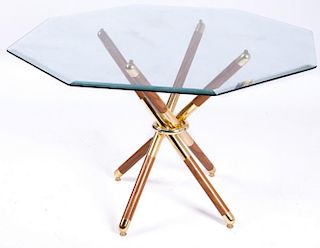 Mid-Century Octagonal Glass Top Dining Table