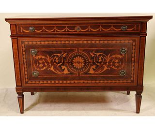 ITALIAN NEOCLASSICAL STYLE WALNUT & ROSEWOOD CHEST