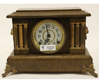 19th CENTURY SETH THOMAS FAUX GRAIN MANTEL CLOCK