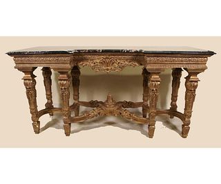 19th CENTURY STYLE MARBLE TOP CONSOLE TABLE