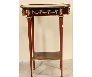 FRENCH PARQUETRTY INLAID TABLE WITH BRONZE MOUNTS
