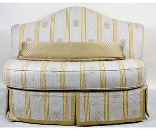 CUSTOM MADE SILK UPHOLSTERED BANQUETTE BY CENTURY
