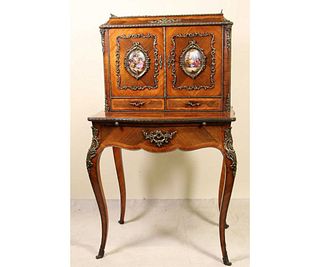 CIRCA 1850 FRENCH WRITING TABLE ON CABRIOLE LEGS