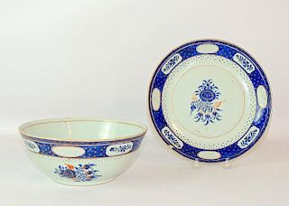 Chinese Export Service Bowl and Under Plate
