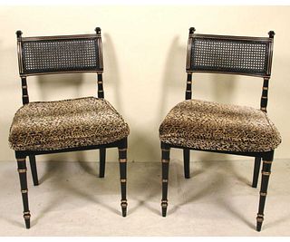 PAIR OF BAKER REGENCY STYLE LACQUERED SIDE CHAIRS