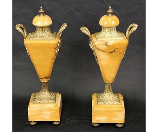 PAIR OF 19th CENTURY FRENCH MARBLE URNS