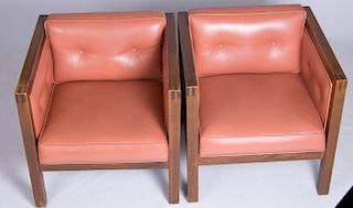 Mid-Century Cube Lounge Chairs, Pair (2)