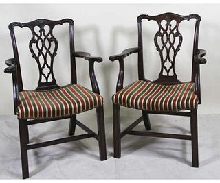 PAIR OF CHIPPENDALE MAHOGANY ARMCHAIRS