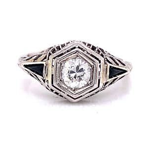 Art Deco 18k Diamond Engagement Ring