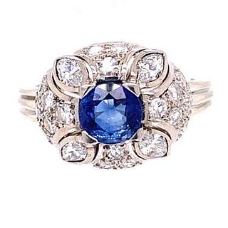 18k Diamond Sapphire Cluster Ring