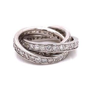 18K Three Diamond Band Ring