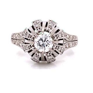 18k Diamond Engagement Retro Ring
