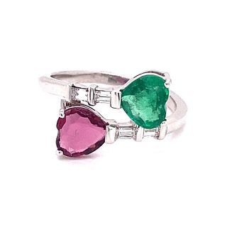 18k RubyliteÂ  Emerald Damond Ring