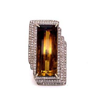 18k Diamond Topaz 70â€™s Ring