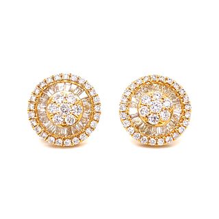 14k Gold RoundÂ  Diamond Earrings