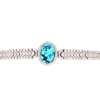 Platinum Diamond Turquoise Bracelet