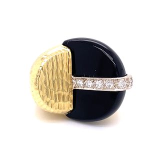 1970â€™s 18k onyx Diamond Avant Garde Ring