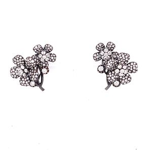 18k Georgian Revival Diamond Flower Tremblant Earrings