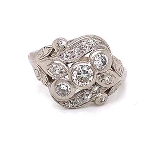 1920â€™s 18k Art Nourveau Diamond Ring