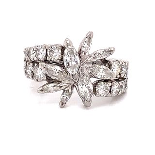 14k Diamond Flower Ring