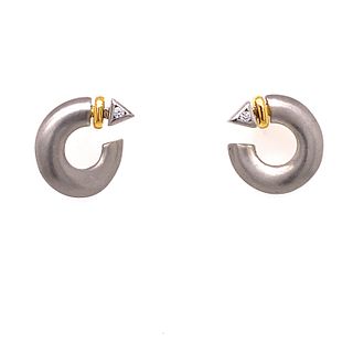 18k Platinum Diamond Open Circle Earrings