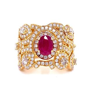 18k Diamond Ruby Ring
