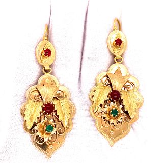 Victorian Emerald Ruby Earrings