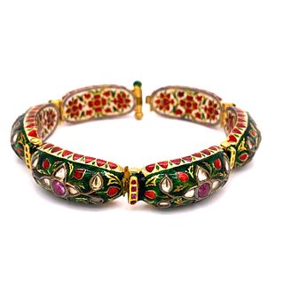 22k Indian Victorian Enamel Unique Pattern Bracelet