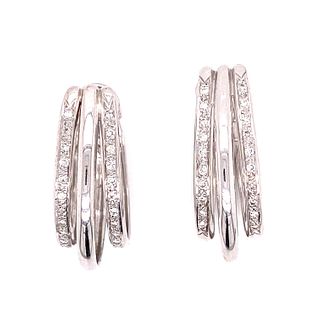 18k Tri-Hoop Diamond Earrings