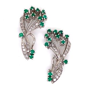 Retro 18K Diamond Emerald Earring