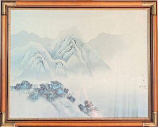David Lee Painted Silk Landscape