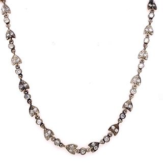 Silver & Gold Diamond Victorian Style NecklaceÂ 