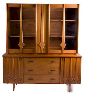 Mid-Century Maple Glass Front Hutch