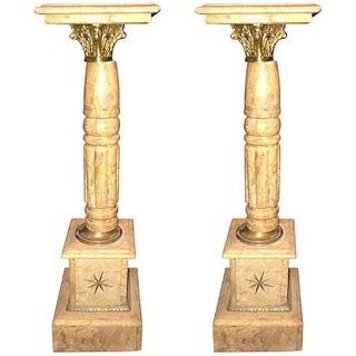 Pair of Antique Marble Pedestals or Columns