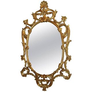 Italian Oval Gilt Wood Framed Wall Mirror