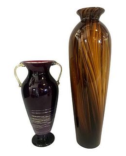 Two Art Glass Vases. Signed